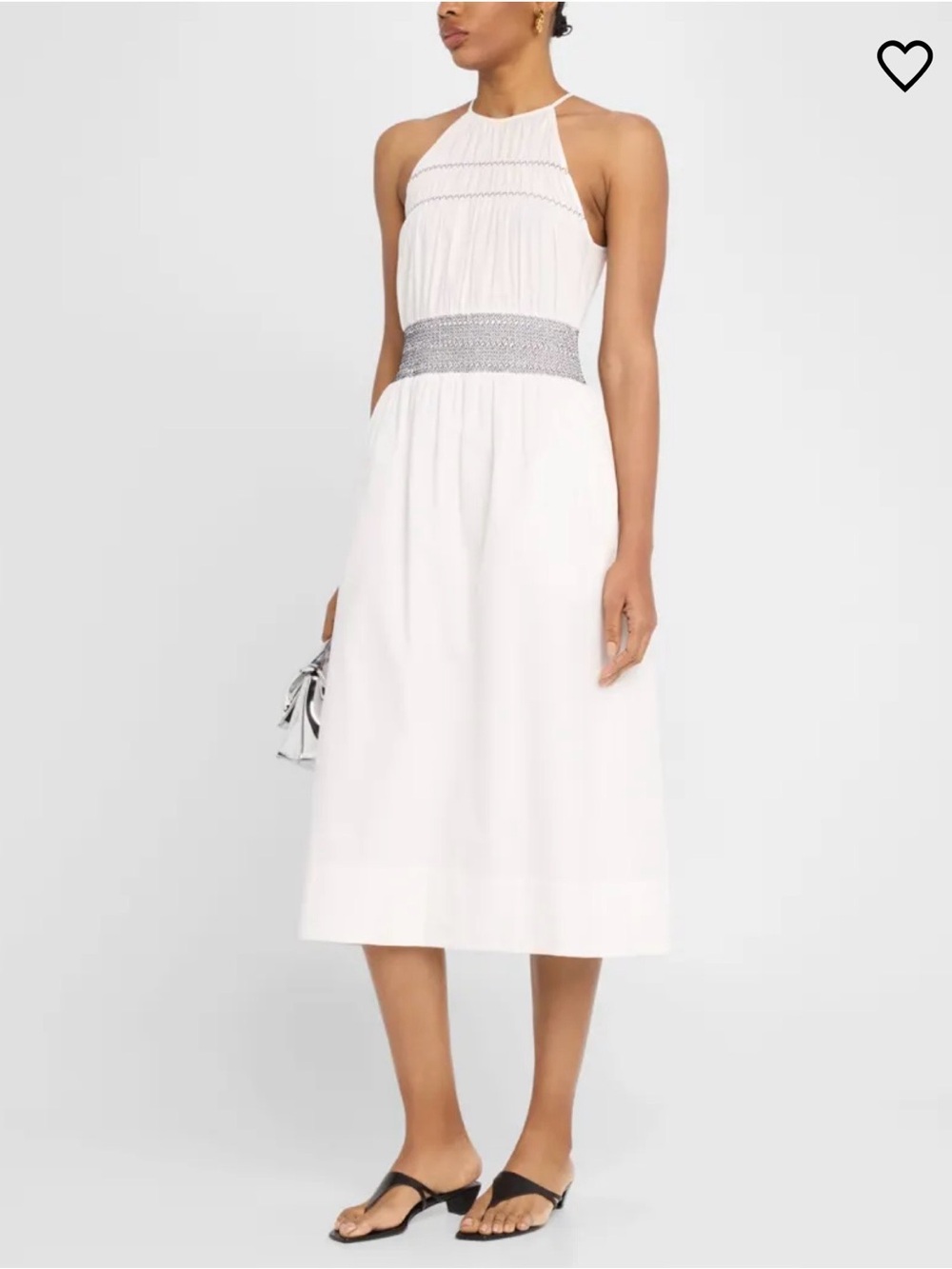 Ramy Brook Melanie White Halter Midi Dress with smocked Waist NWT
